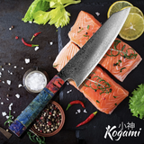 Damascus Steel 8'' Chef Knife With Colored Handle