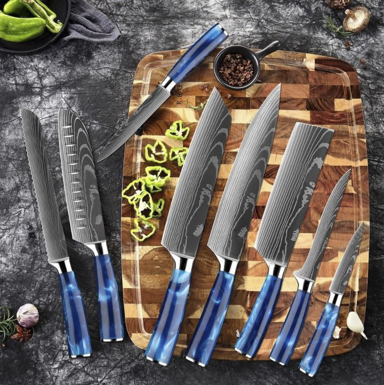 Wood Resin Damascus Steel Chef Knives – KogamiSteel