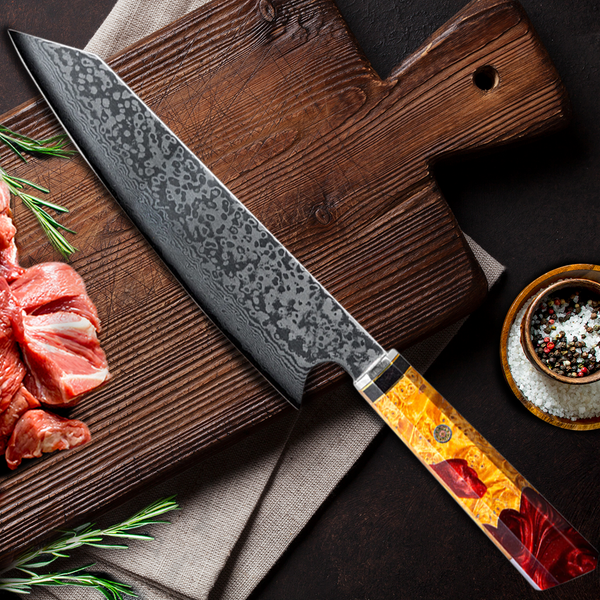 Wood Resin Damascus Steel Chef Knives